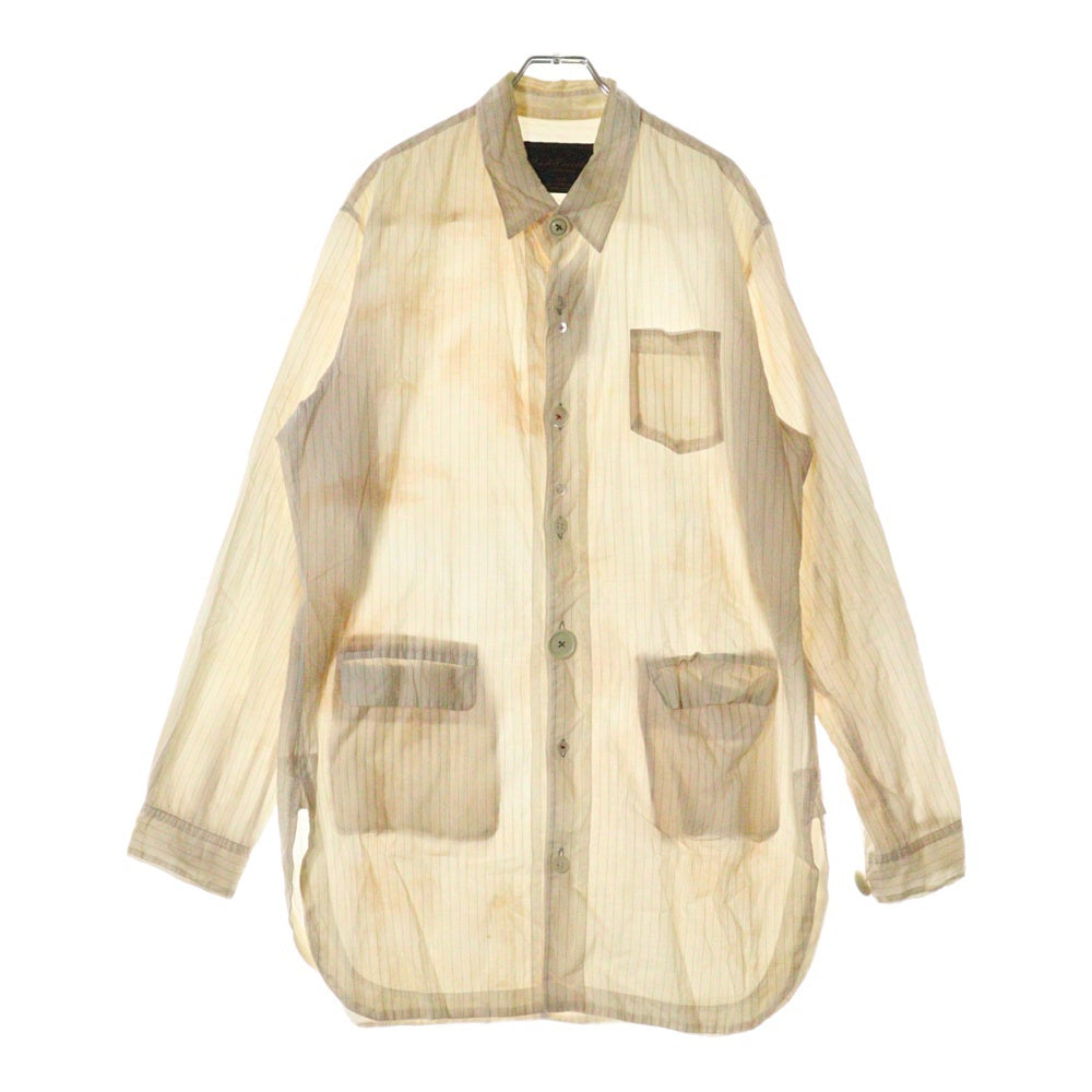 UNDERCOVER ISM(アンダーカバーイズム) 04AW But beautiful期 バットビューティフル 汚れ加工ボタンダウンロングシャツ 長袖ロングシャツ B213-SH2 ホワイト