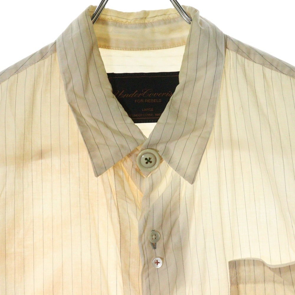 UNDERCOVER ISM(アンダーカバーイズム) 04AW But beautiful期 バットビューティフル 汚れ加工ボタンダウンロングシャツ 長袖ロングシャツ B213-SH2 ホワイト