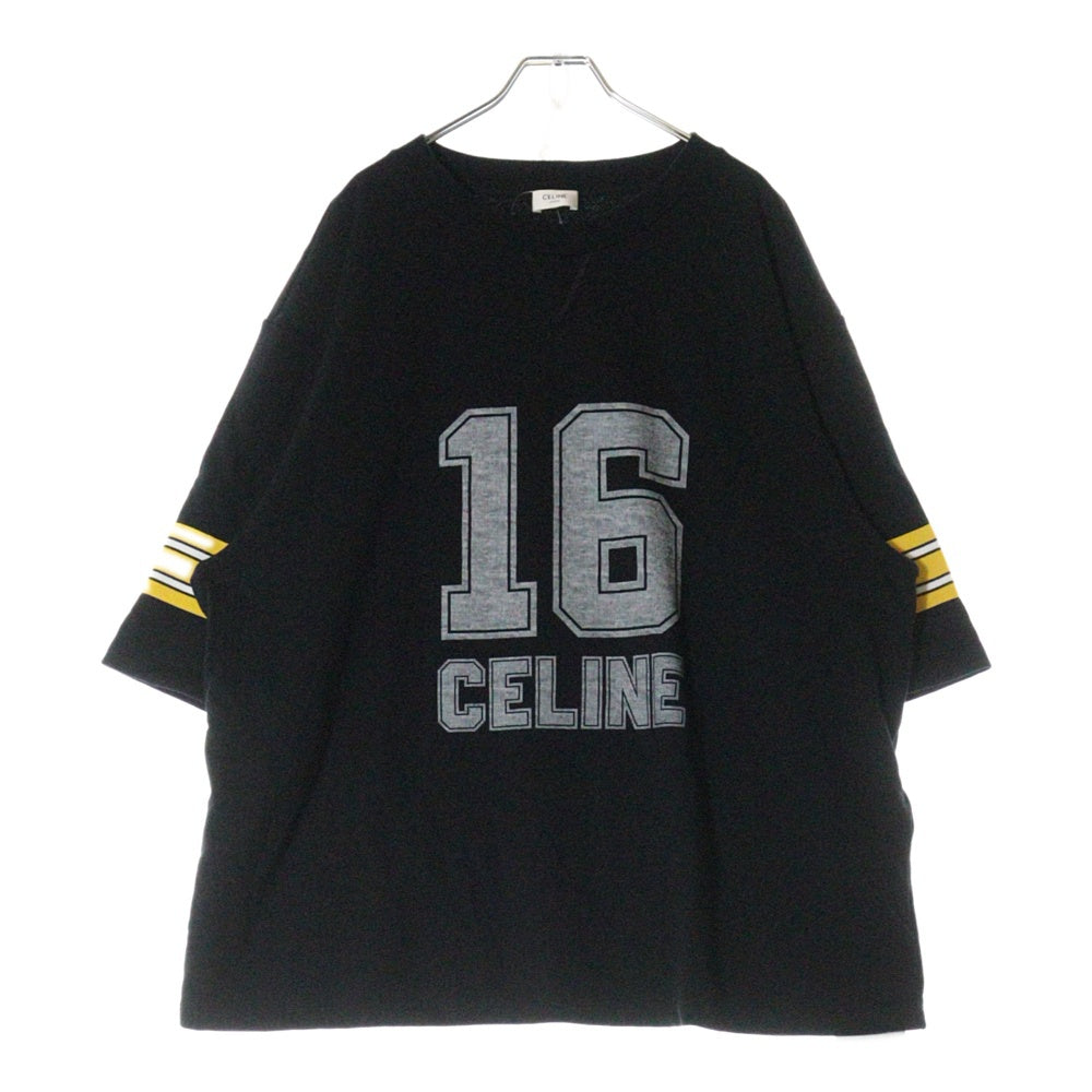 CELINE(セリーヌ) Oversized Cotton Cashmere Short Sleeve Sweat Shirts オーバーサイズコットンカシミアショートスリーブスウェットシャツ ロゴプリント半袖 2Y91A450I