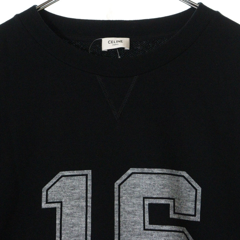 CELINE(セリーヌ) Oversized Cotton Cashmere Short Sleeve Sweat Shirts オーバーサイズコットンカシミアショートスリーブスウェットシャツ ロゴプリント半袖 2Y91A450I