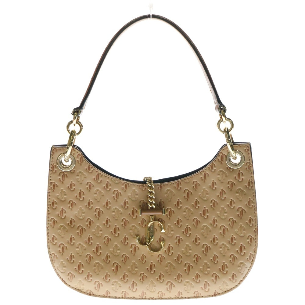 JIMMY CHOO(ジミーチュウ) VARENNE MONOGRAM LEATHER BAG ロゴ装飾 モノグラム レザーハンドバッグ ブラウン