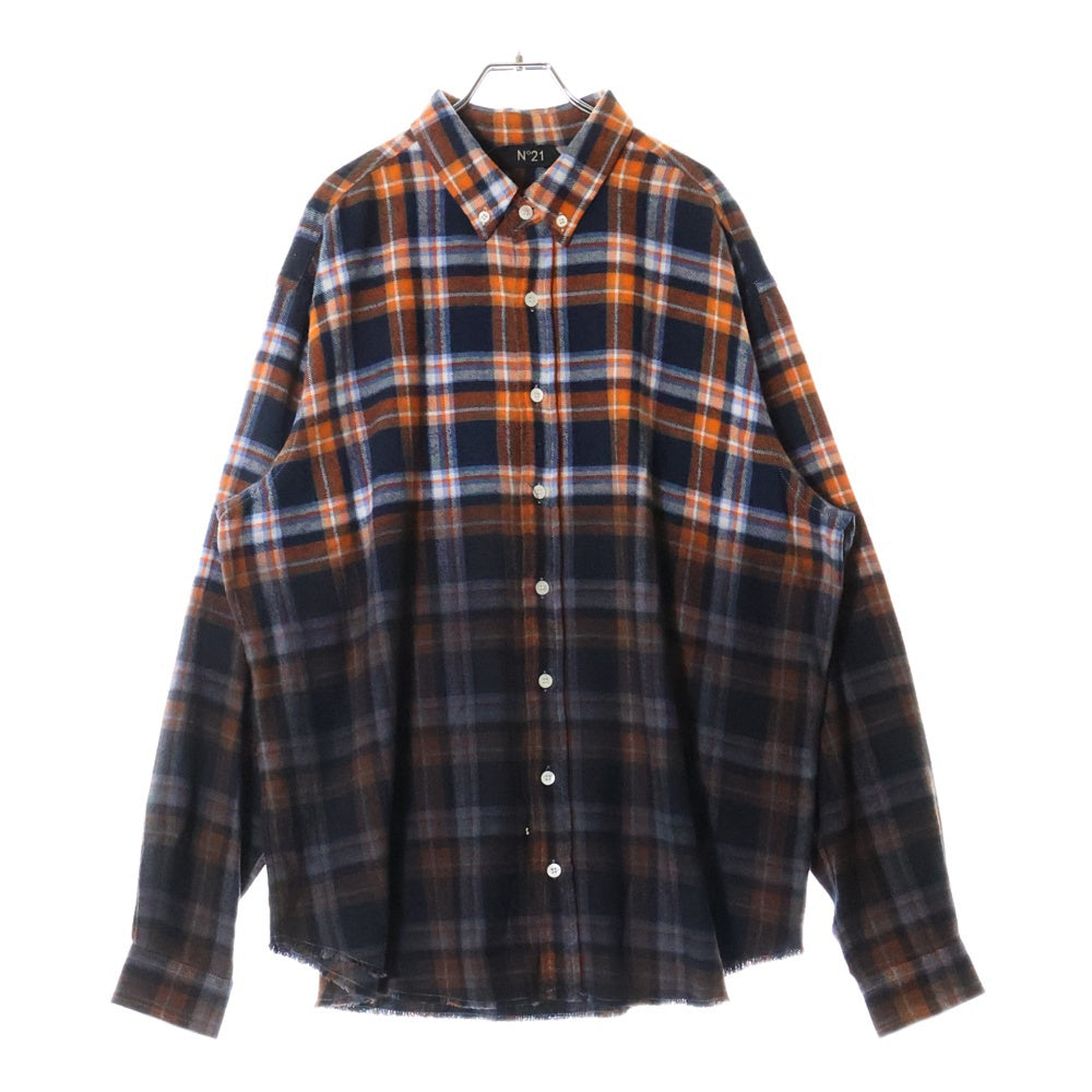 N21 numero ventuno(ヌメロ ヴェントゥーノ) カットオフ グラデーション チェック柄 長袖シャツ オレンジ 21AU-G031-1006