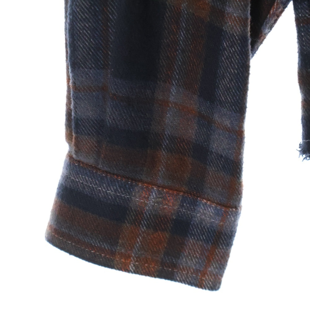 N21 numero ventuno(ヌメロ ヴェントゥーノ) カットオフ グラデーション チェック柄 長袖シャツ オレンジ 21AU-G031-1006