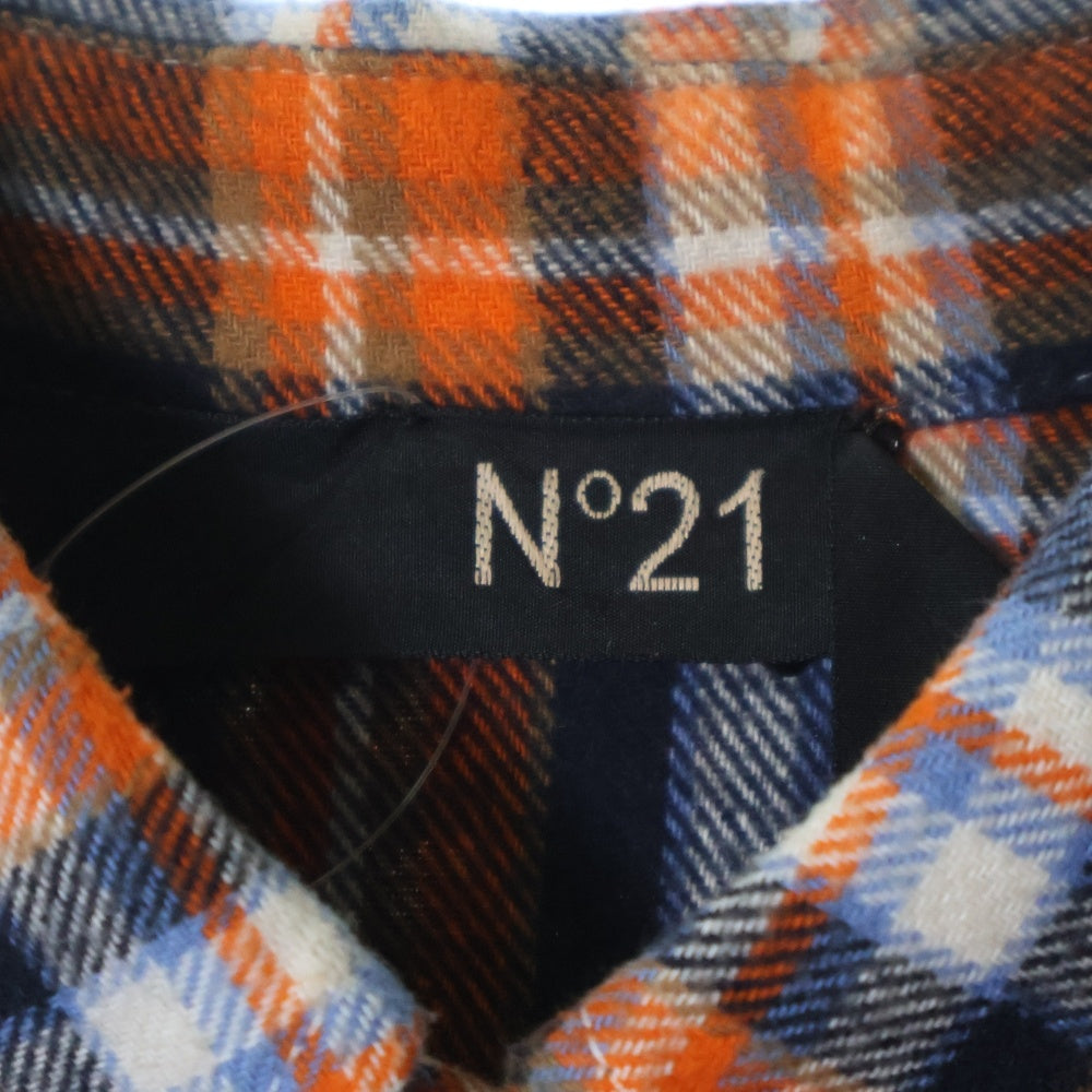 N21 numero ventuno(ヌメロ ヴェントゥーノ) カットオフ グラデーション チェック柄 長袖シャツ オレンジ 21AU-G031-1006