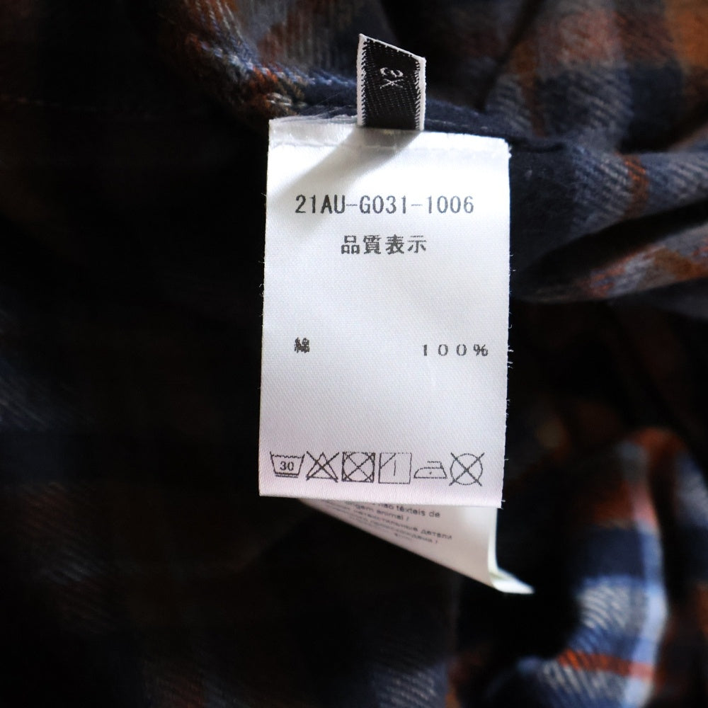 N21 numero ventuno(ヌメロ ヴェントゥーノ) カットオフ グラデーション チェック柄 長袖シャツ オレンジ 21AU-G031-1006