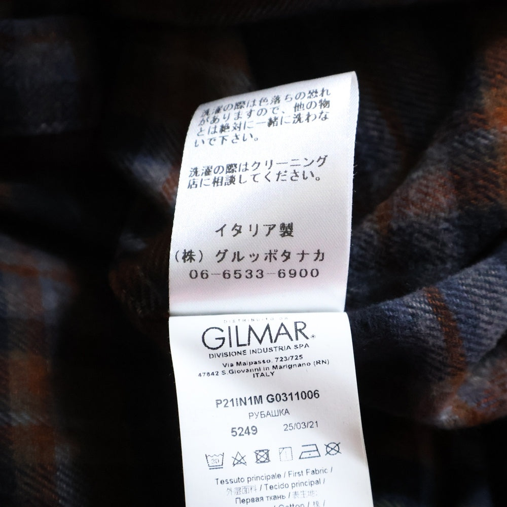 N21 numero ventuno(ヌメロ ヴェントゥーノ) カットオフ グラデーション チェック柄 長袖シャツ オレンジ 21AU-G031-1006