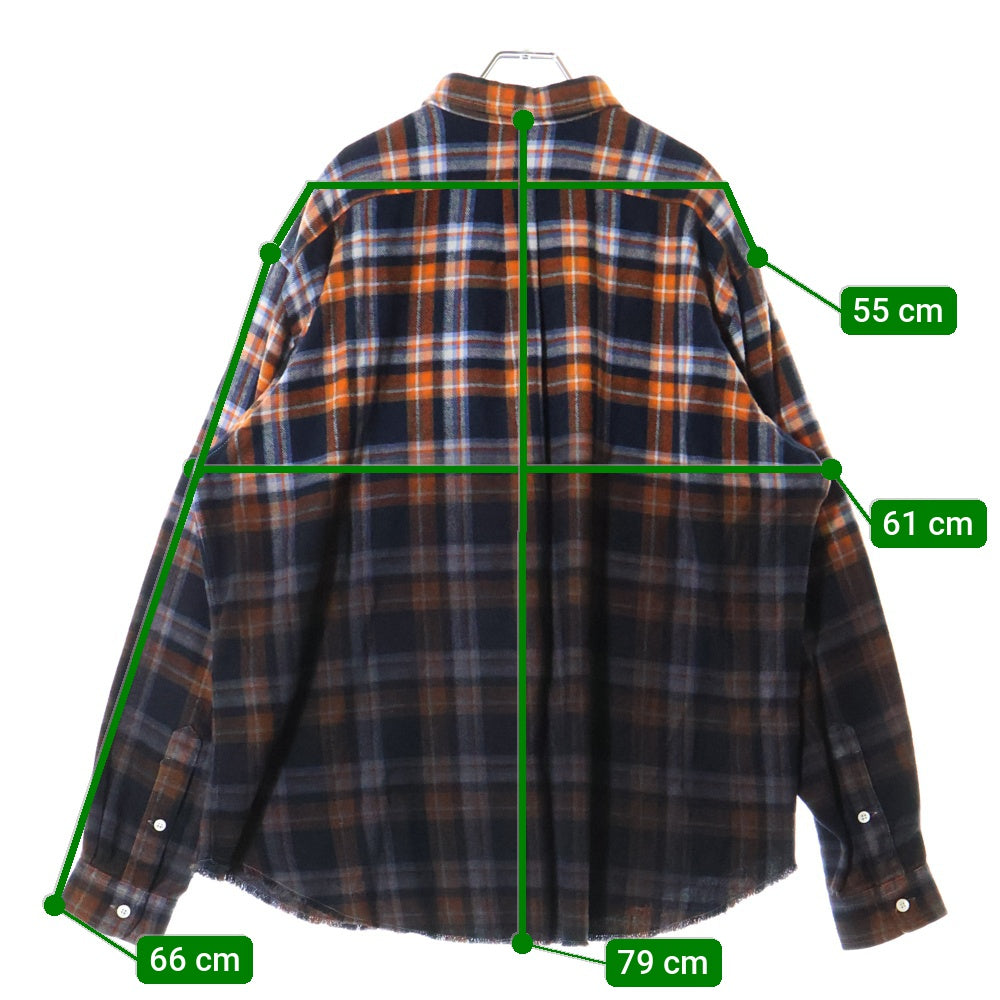 N21 numero ventuno(ヌメロ ヴェントゥーノ) カットオフ グラデーション チェック柄 長袖シャツ オレンジ 21AU-G031-1006