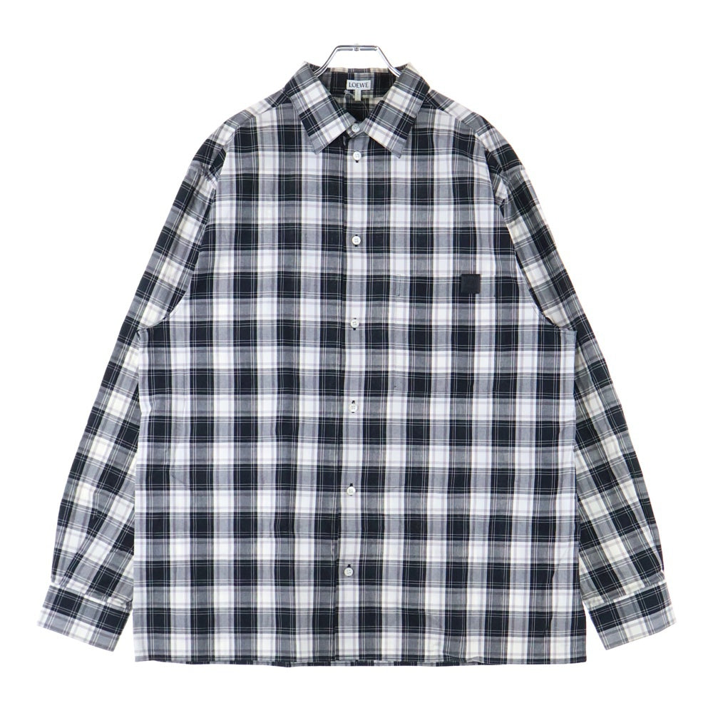 LOEWE(ロエベ) アナグラムパッチ チェック柄 長袖シャツ ブラック H526Y05W70