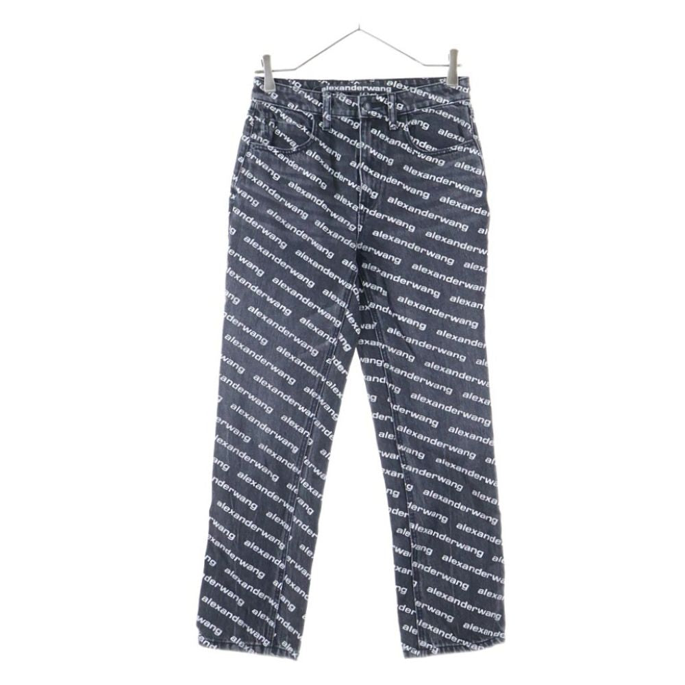 ALEXANDER WANG(アレキサンダーワン) All Over Logo Denim Pants 総柄ストレートデニムパンツ ジーンズ ブラック