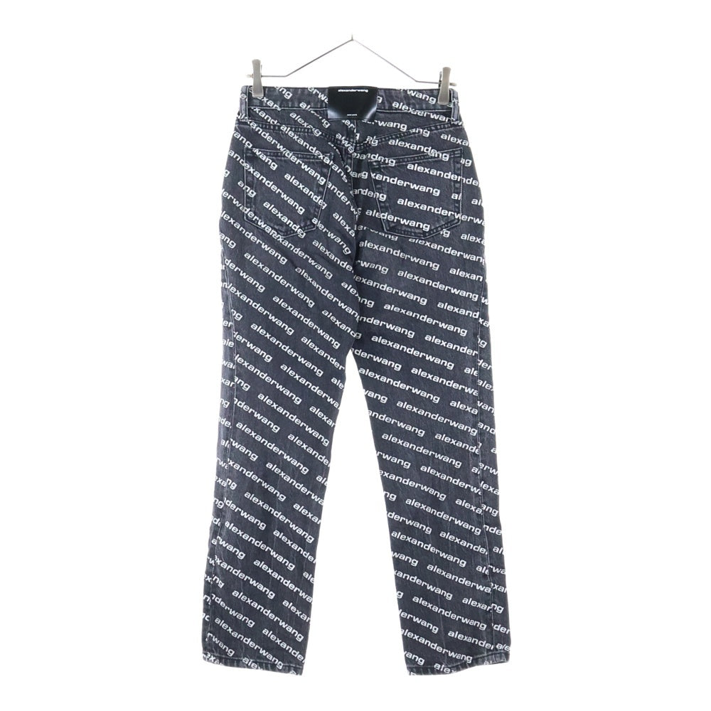 ALEXANDER WANG(アレキサンダーワン) All Over Logo Denim Pants 総柄ストレートデニムパンツ ジーンズ ブラック