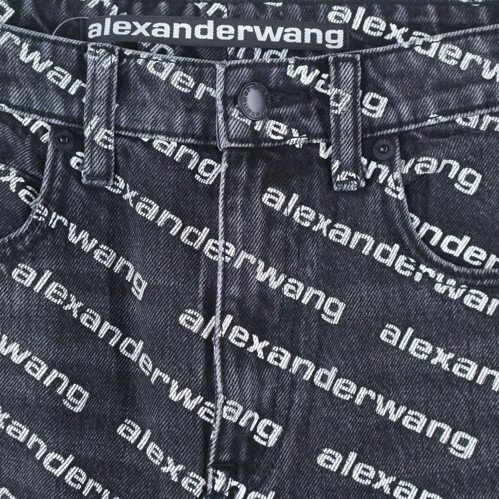 ALEXANDER WANG(アレキサンダーワン) All Over Logo Denim Pants 総柄ストレートデニムパンツ ジーンズ ブラック