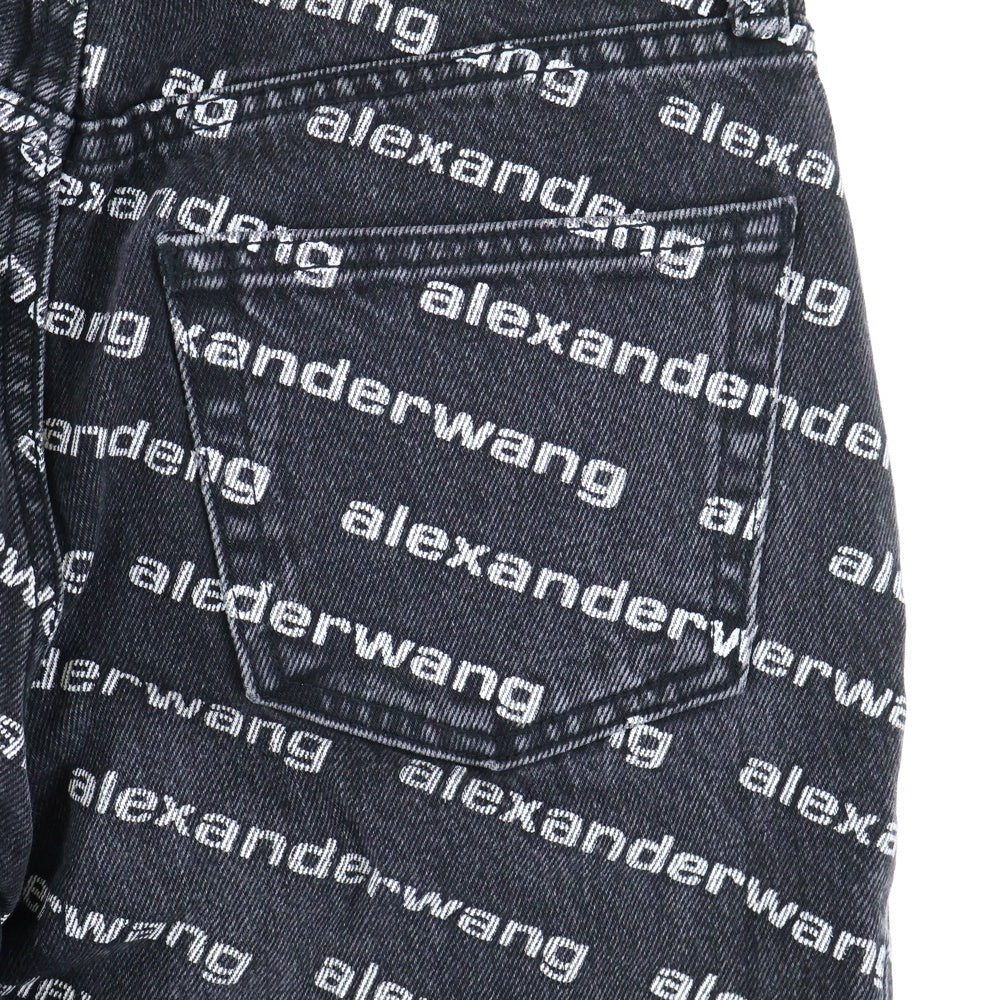 ALEXANDER WANG(アレキサンダーワン) All Over Logo Denim Pants 総柄ストレートデニムパンツ ジーンズ ブラック