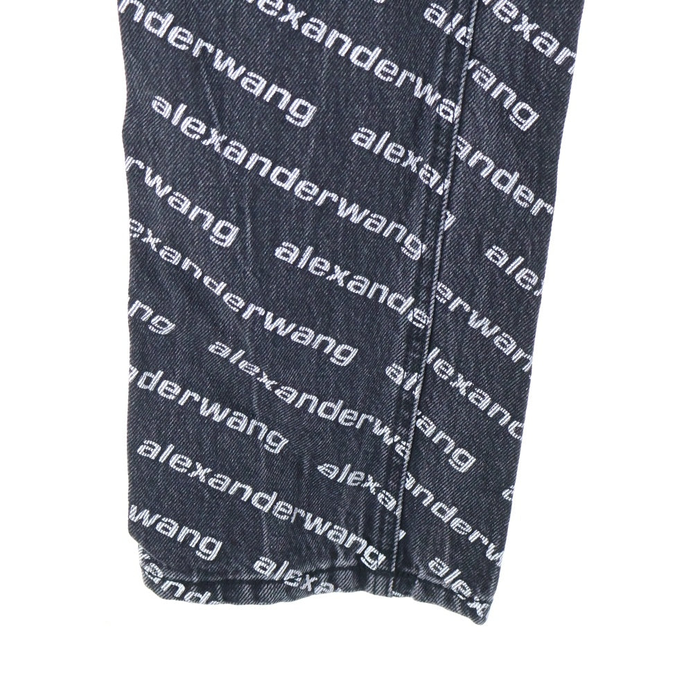 ALEXANDER WANG(アレキサンダーワン) All Over Logo Denim Pants 総柄ストレートデニムパンツ ジーンズ ブラック