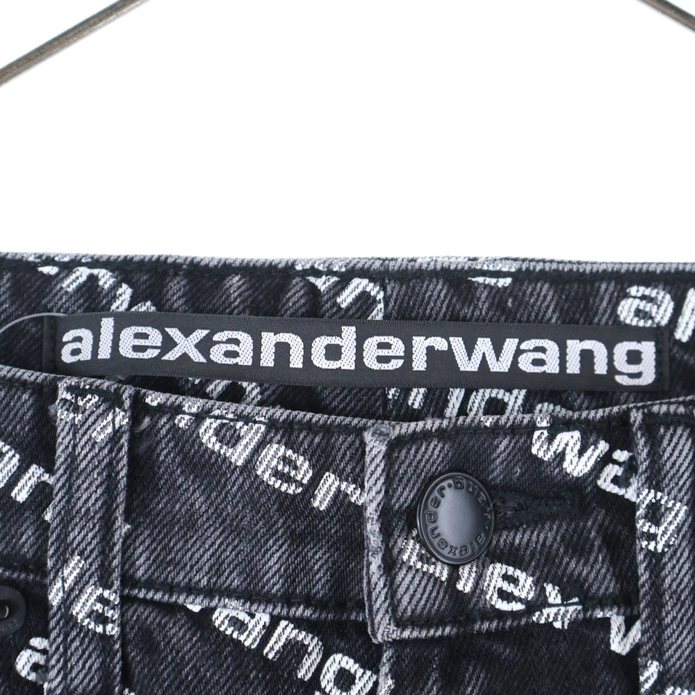 ALEXANDER WANG(アレキサンダーワン) All Over Logo Denim Pants 総柄ストレートデニムパンツ ジーンズ ブラック