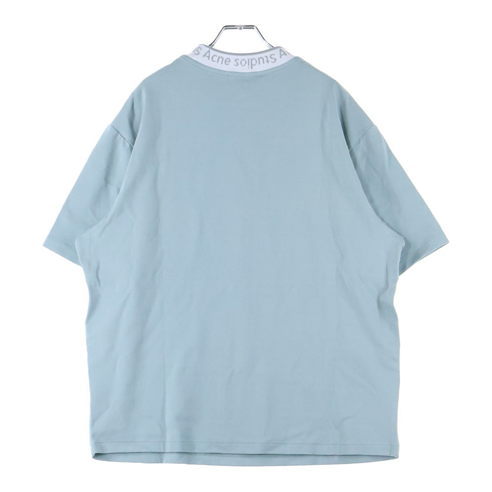 Acne Studios(アクネ ストゥディオズ) 20SS EXTORR LOGO T SHIRT ネックロゴプリント 半袖Tシャツ ブルー FN-MN-TSHI000119
