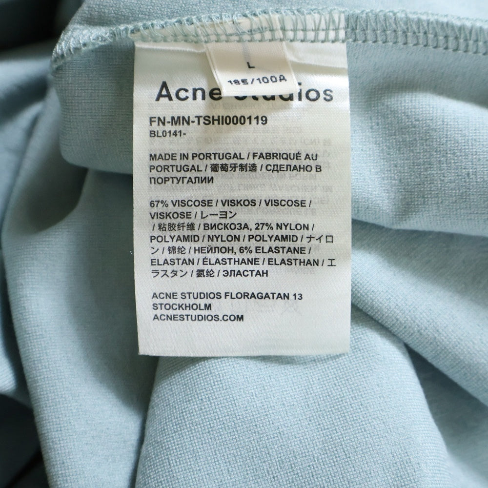 Acne Studios(アクネ ストゥディオズ) 20SS EXTORR LOGO T SHIRT ネックロゴプリント 半袖Tシャツ ブルー FN-MN-TSHI000119