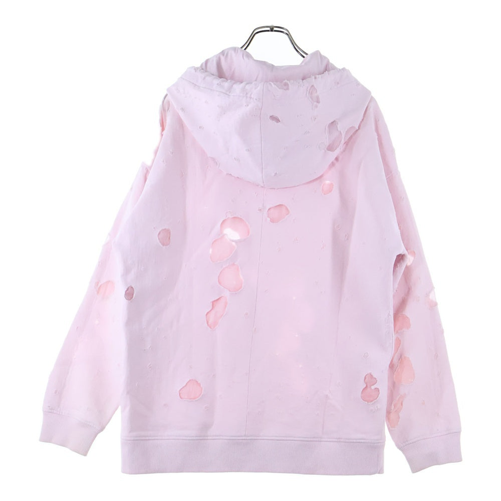 GIVENCHY(ジバンシィ) Destroy Hoodie デストロイ ダメージ加工 プルオーバースウェットパーカー フーディー ピンク BW900C3Z05-680-L