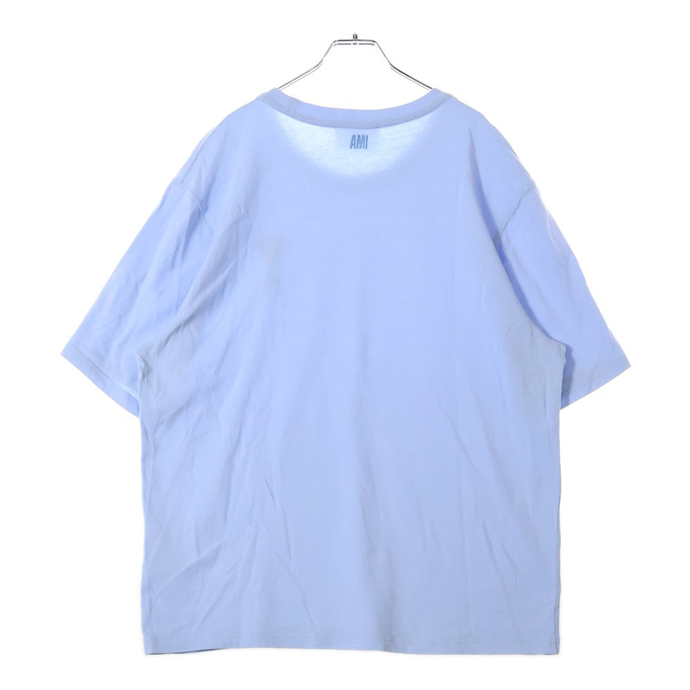 AMI Alexandre Mattiussi(アミアレクサンドルマテュッシ) Logo T-Shirt ハートロゴ刺繍 半袖Tシャツ ブルー E22UTS002.726