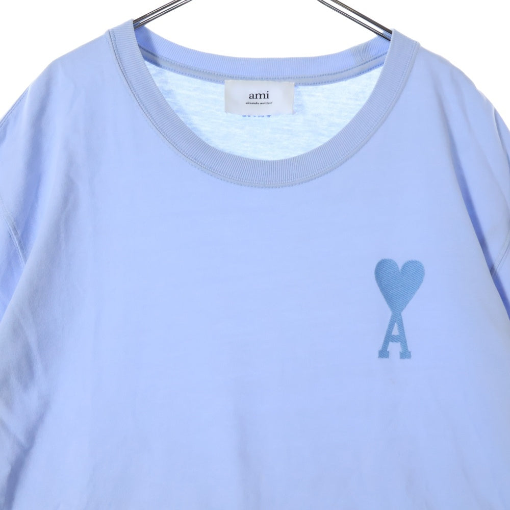 AMI Alexandre Mattiussi(アミアレクサンドルマテュッシ) Logo T-Shirt ハートロゴ刺繍 半袖Tシャツ ブルー E22UTS002.726