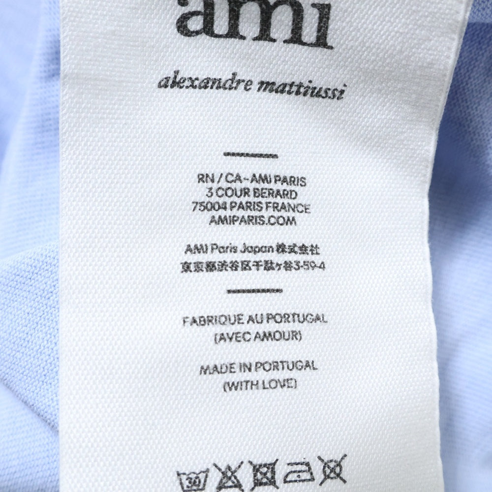 AMI Alexandre Mattiussi(アミアレクサンドルマテュッシ) Logo T-Shirt ハートロゴ刺繍 半袖Tシャツ ブルー E22UTS002.726