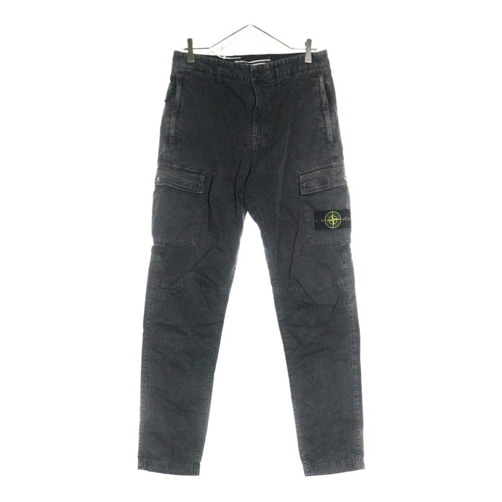 STONE ISLAND(ストーンアイランド) RE-T Straight-Leg Cargo Trousers ロゴワッペン ウォッシュド加工 カーゴパンツ グレー 741530504