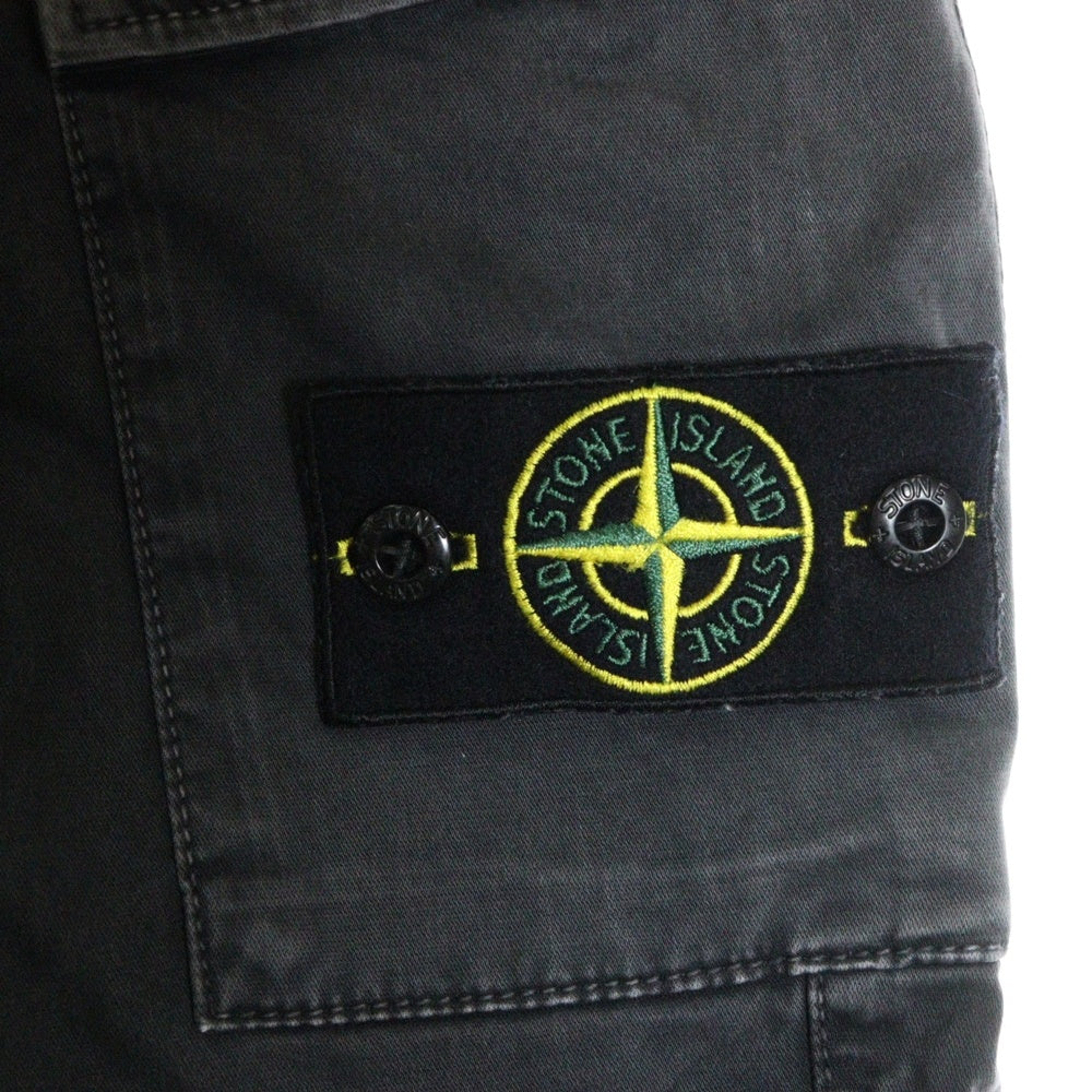 STONE ISLAND(ストーンアイランド) RE-T Straight-Leg Cargo Trousers ロゴワッペン ウォッシュド加工 カーゴパンツ グレー 741530504