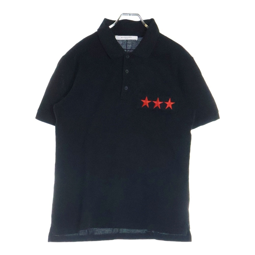 GIVENCHY(ジバンシィ) Star Polo Shirt スターロゴ刺繍 半袖ポロシャツ ブラック 16S 7111 700