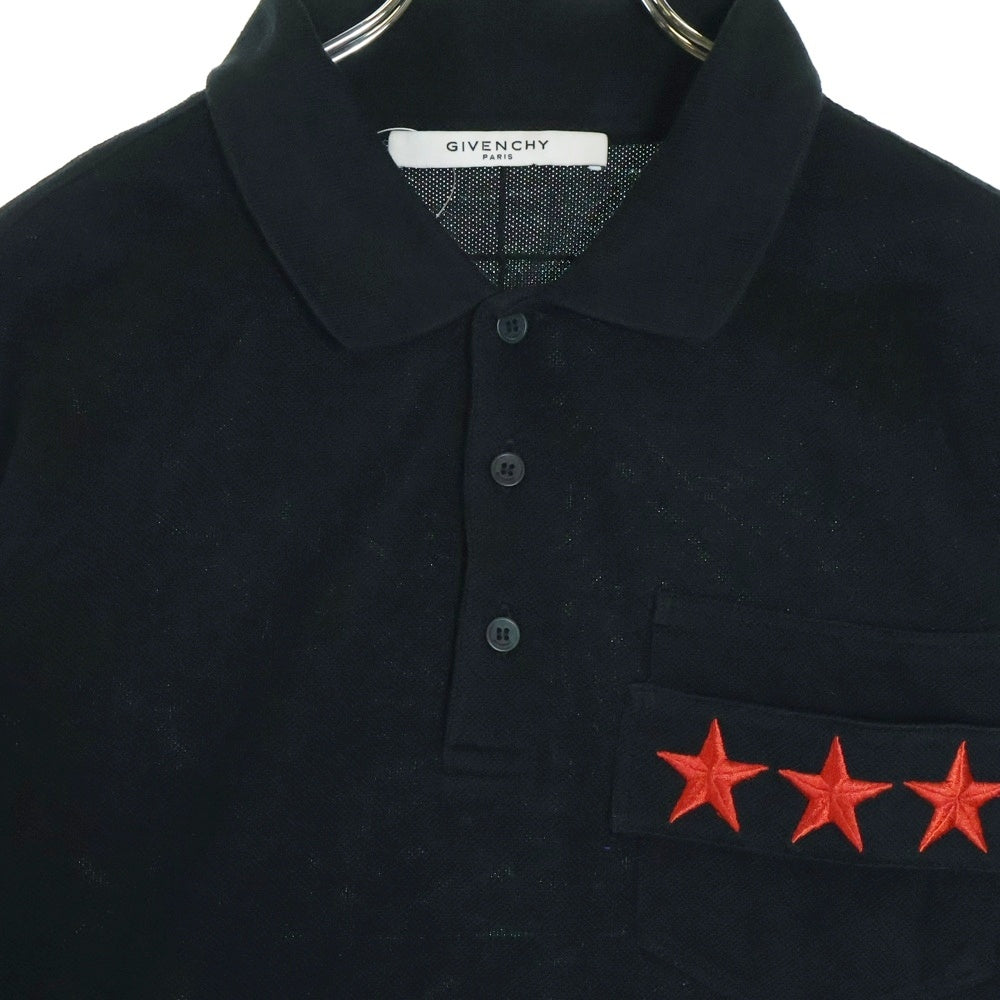 GIVENCHY(ジバンシィ) Star Polo Shirt スターロゴ刺繍 半袖ポロシャツ ブラック 16S 7111 700