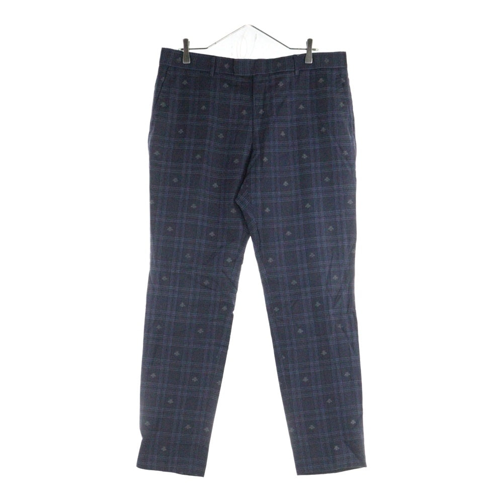 GUCCI(グッチ) Bee Check Pants チェックパンツ ウールスラックス ネイビー 529010 Z551J