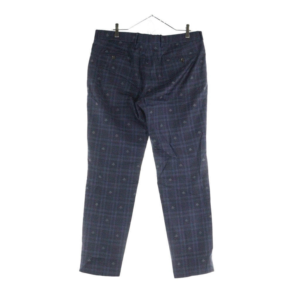 GUCCI(グッチ) Bee Check Pants チェックパンツ ウールスラックス ネイビー 529010 Z551J