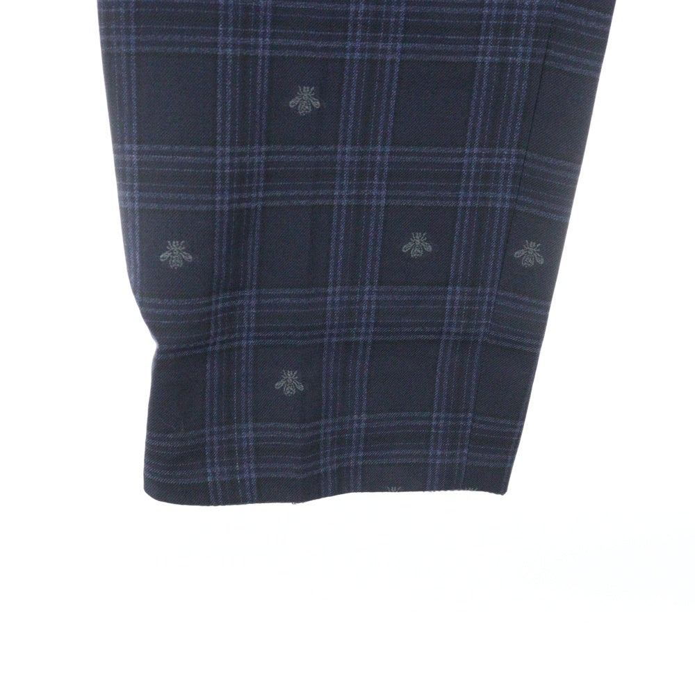 GUCCI(グッチ) Bee Check Pants チェックパンツ ウールスラックス ネイビー 529010 Z551J
