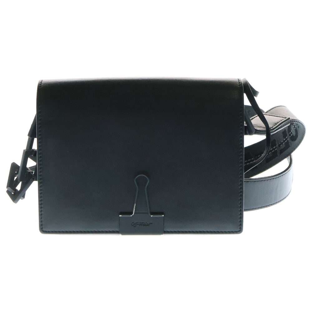 OFF-WHITE(オフホワイト) Binder Clip Shoulder Bag レザーショルダーバッグ ブラック