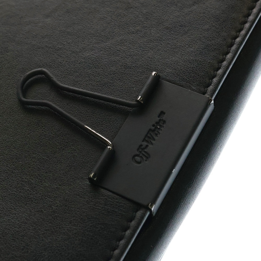 OFF-WHITE(オフホワイト) Binder Clip Shoulder Bag レザーショルダーバッグ ブラック