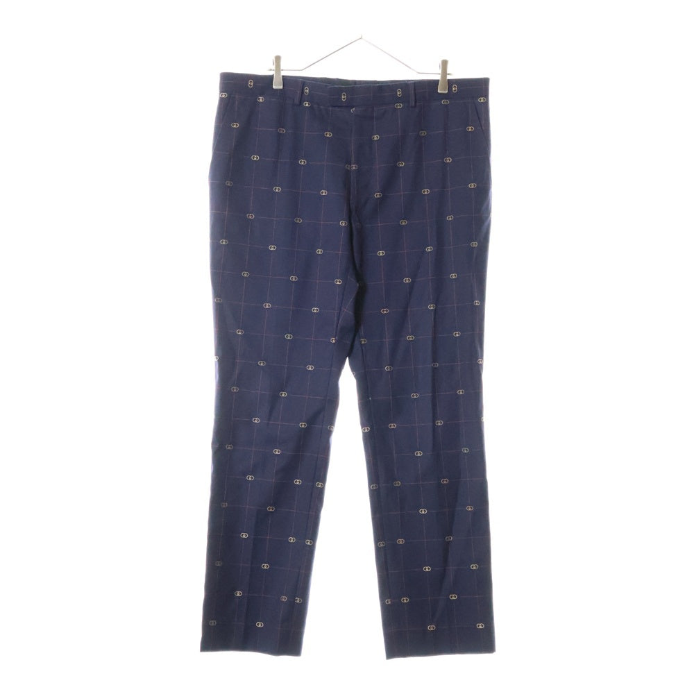 GUCCI(グッチ) GG Check Pants チェックパンツ ウールスラックス ネイビー 645355 ZAF0S