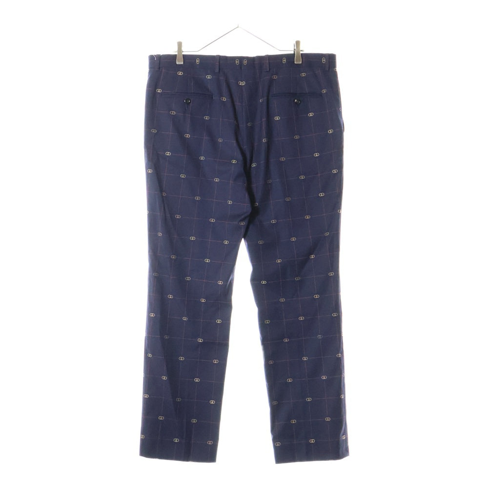 GUCCI(グッチ) GG Check Pants チェックパンツ ウールスラックス ネイビー 645355 ZAF0S