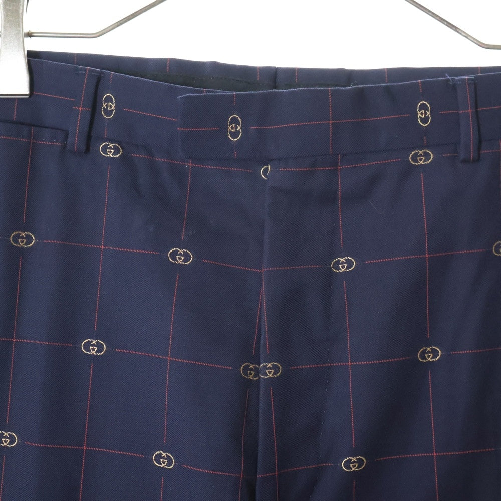 GUCCI(グッチ) GG Check Pants チェックパンツ ウールスラックス ネイビー 645355 ZAF0S