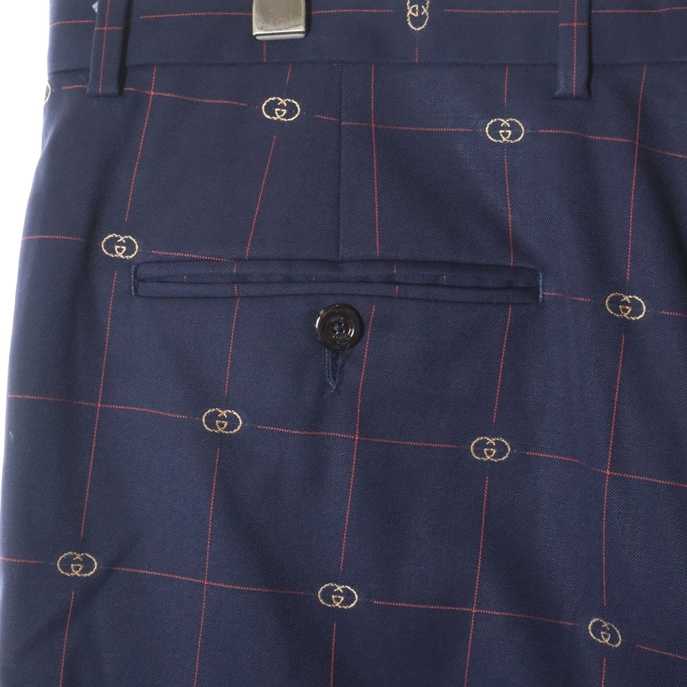 GUCCI(グッチ) GG Check Pants チェックパンツ ウールスラックス ネイビー 645355 ZAF0S