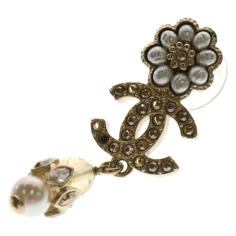 CHANEL(シャネル) フラワーココマーク ラインストーン装飾 パールピアス ゴールド レディース