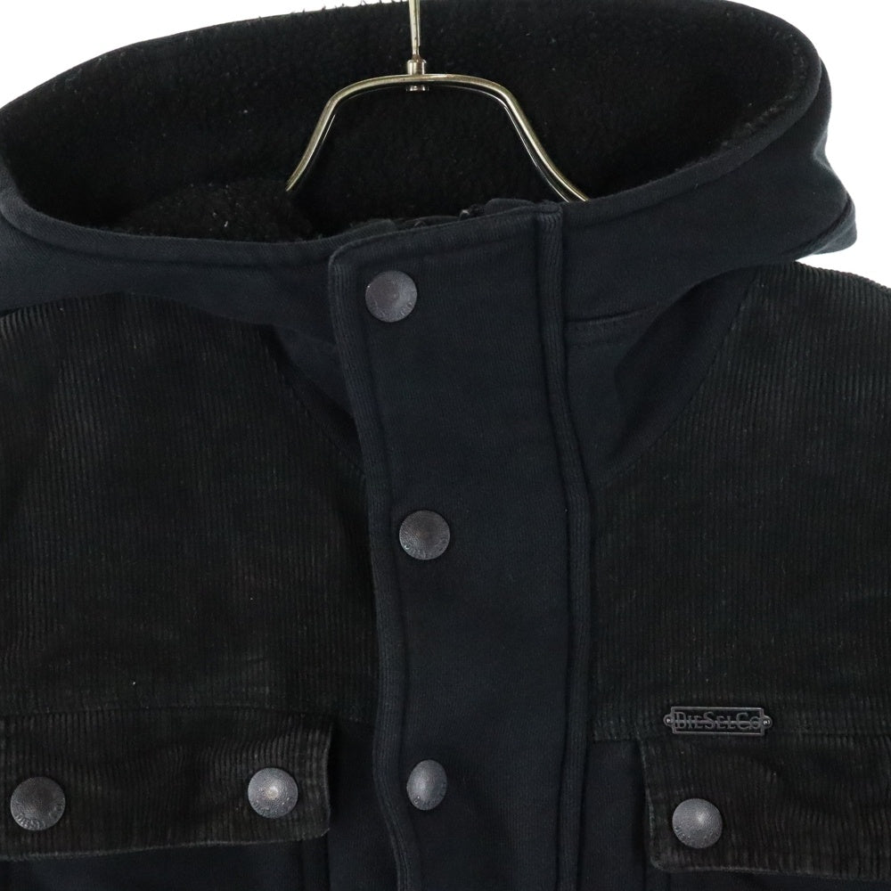 DIESEL(ディーゼル) コーデュロイ切り替え ジップアップジャケット フーディー ブラック