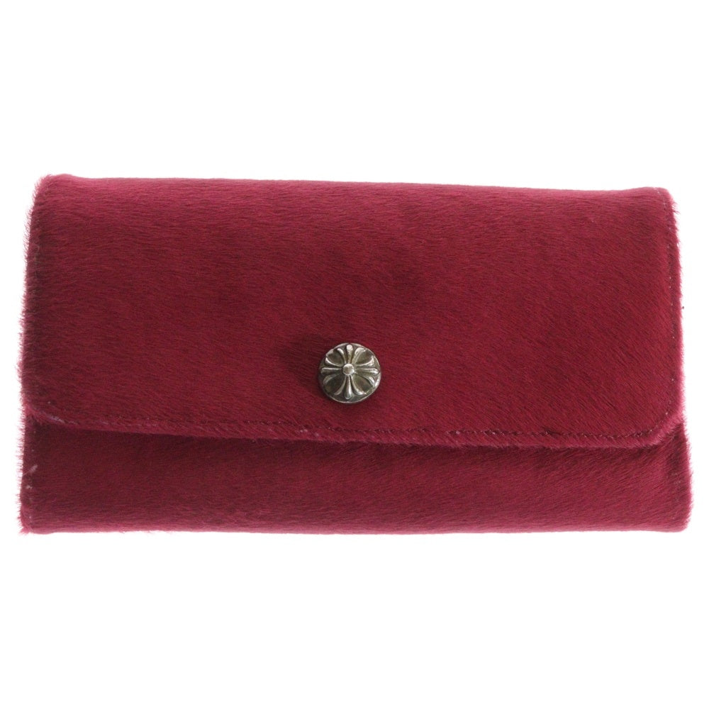 CHROME HEARTS(クロムハーツ) JUDY ハラコレザー CHプラスボタン ピンク 長財布 ジュディ ウォレット