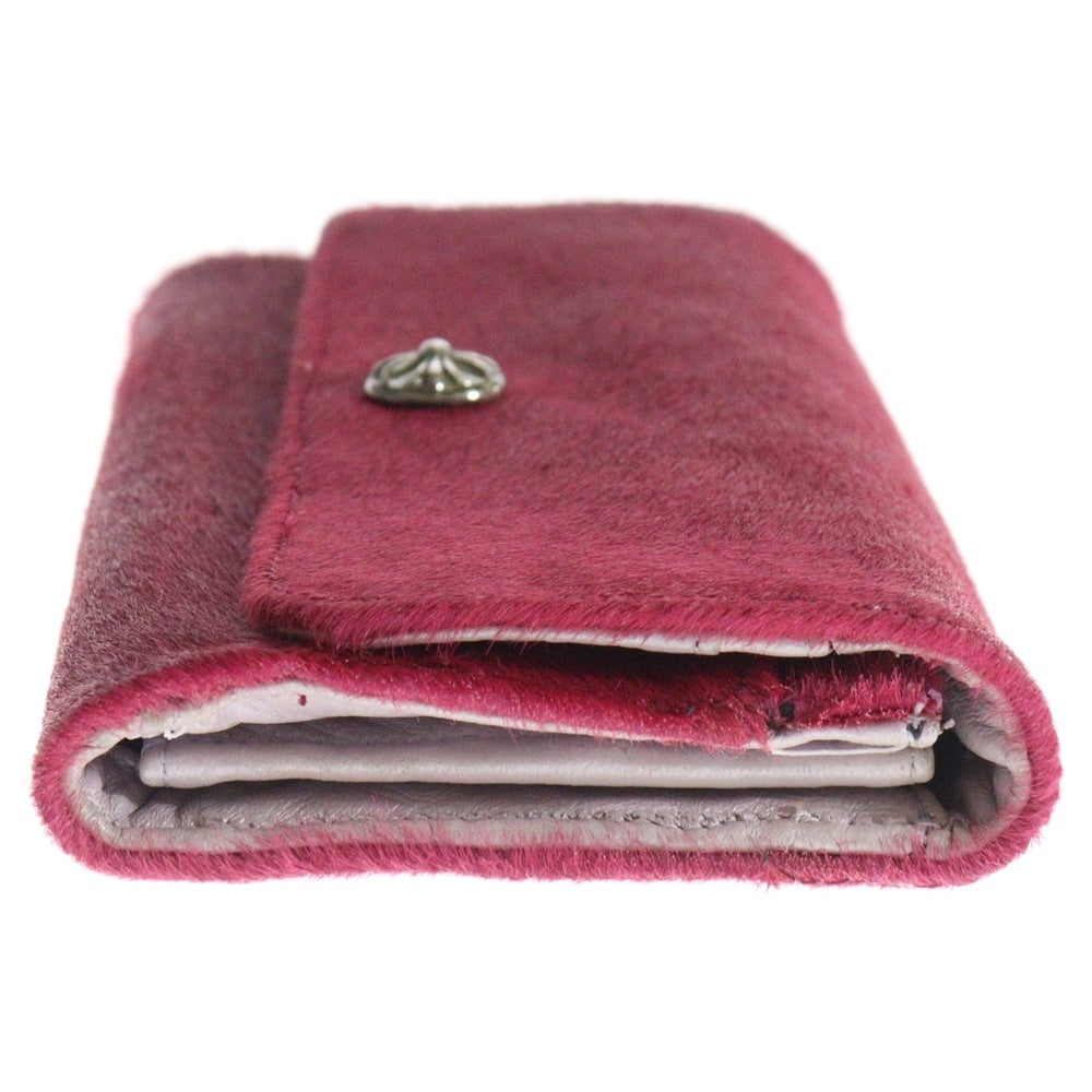 CHROME HEARTS(クロムハーツ) JUDY ハラコレザー CHプラスボタン ピンク 長財布 ジュディ ウォレット