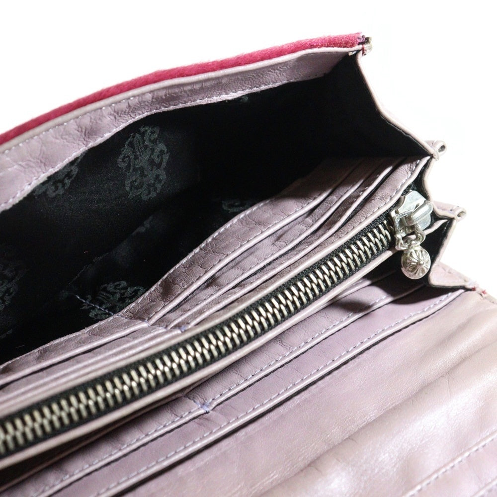 CHROME HEARTS(クロムハーツ) JUDY ハラコレザー CHプラスボタン ピンク 長財布 ジュディ ウォレット