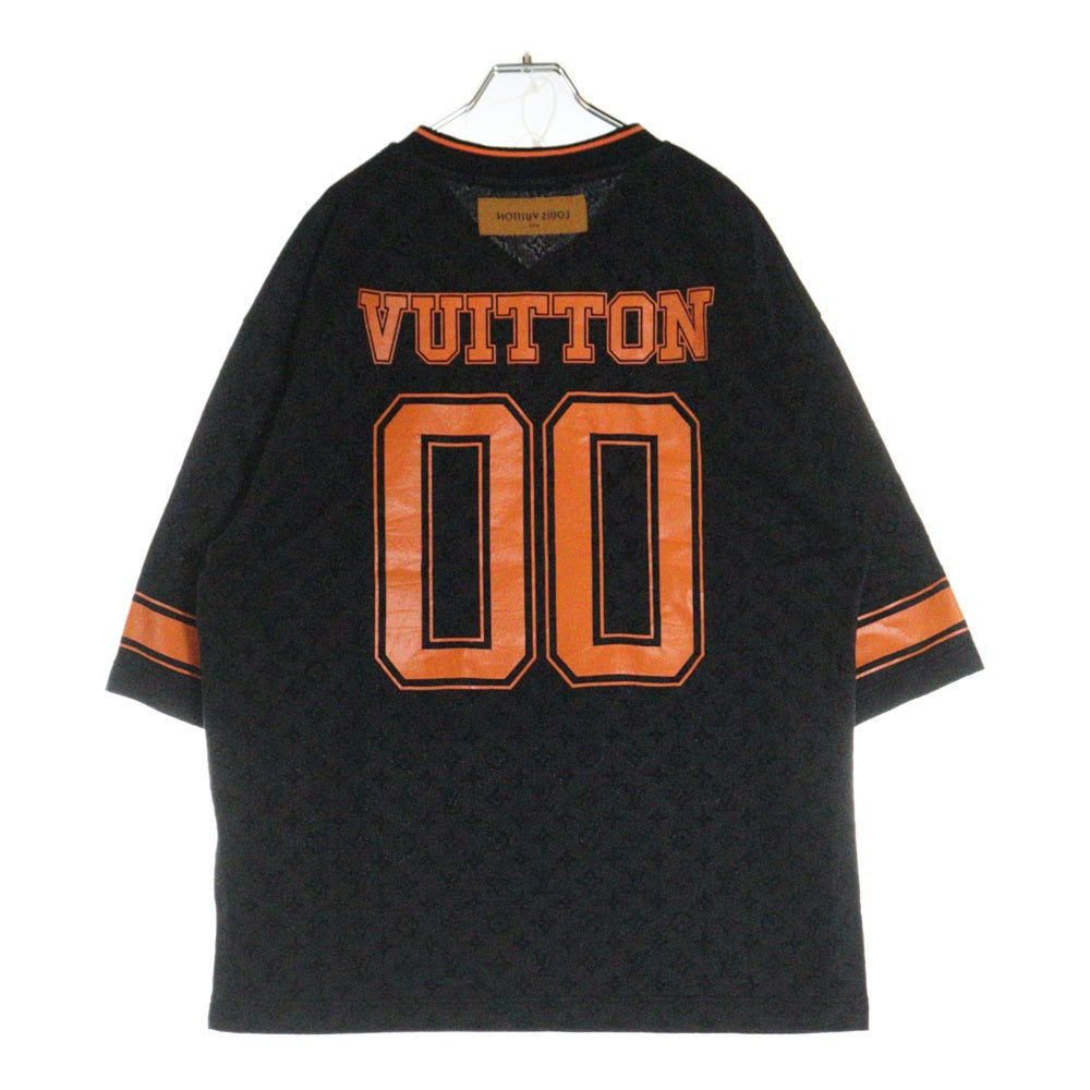 LOUIS VUITTON(ルイヴィトン) 23SS モノグラムスポーティVネックTシャツ ロゴプリントVネック半袖Tシャツ RM231 VV4 HOY67W ブラック/オレンジ