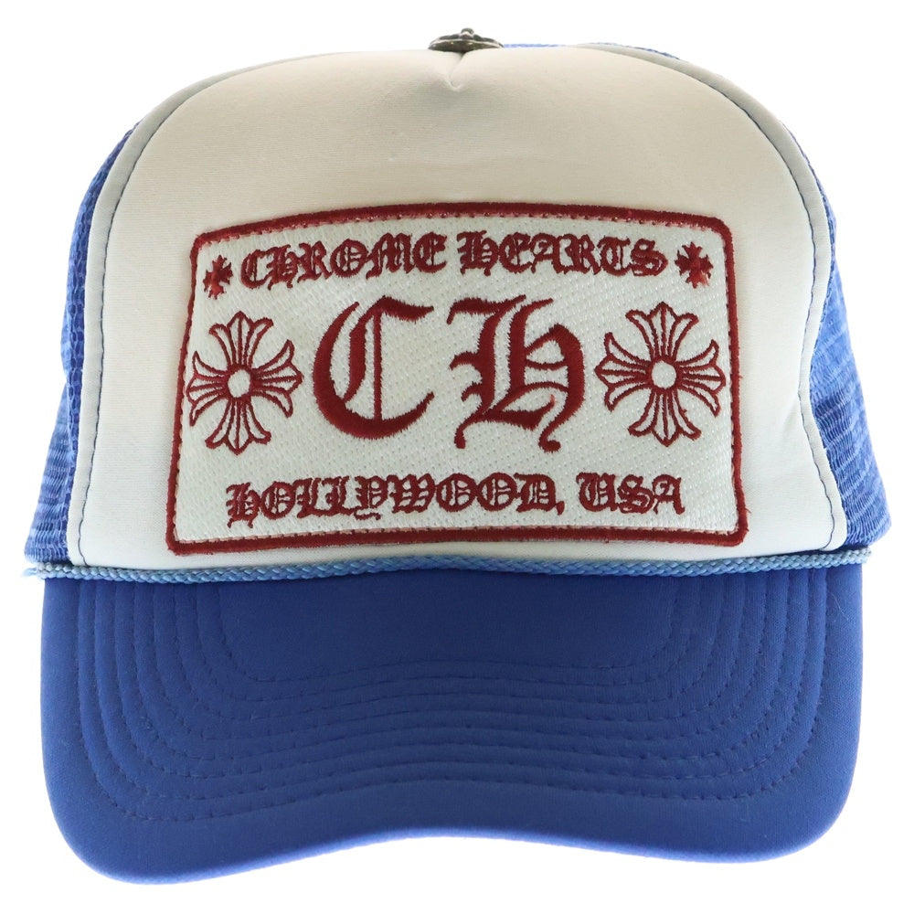 CHROME HEARTS(クロムハーツ) OLD TRUCKER CAP トラッカーキャップ CHロゴパッチクロスボール付メッシュキャップ ブルー/レッド