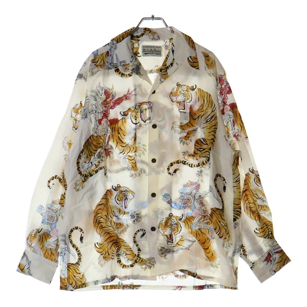 WACKO MARIA(ワコマリア) 23SS TIM LEHI HAWAIIAN SHIRT L/S ハワイアン 虎柄 長袖シャツ ホワイト