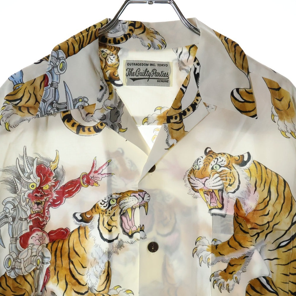 WACKO MARIA(ワコマリア) 23SS TIM LEHI HAWAIIAN SHIRT L/S ハワイアン 虎柄 長袖シャツ ホワイト