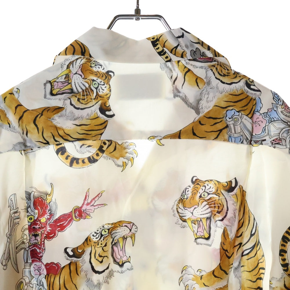 WACKO MARIA(ワコマリア) 23SS TIM LEHI HAWAIIAN SHIRT L/S ハワイアン 虎柄 長袖シャツ ホワイト