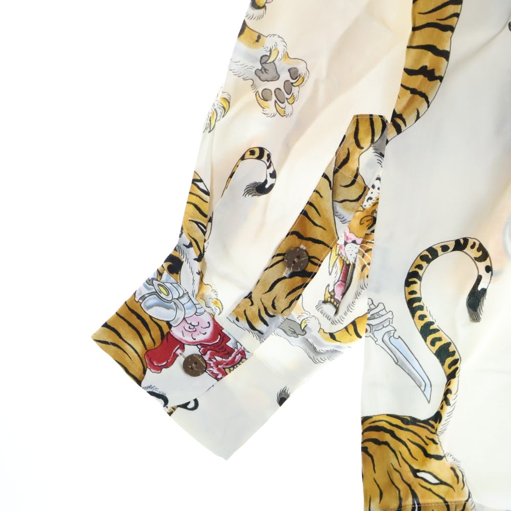 WACKO MARIA(ワコマリア) 23SS TIM LEHI HAWAIIAN SHIRT L/S ハワイアン 虎柄 長袖シャツ ホワイト