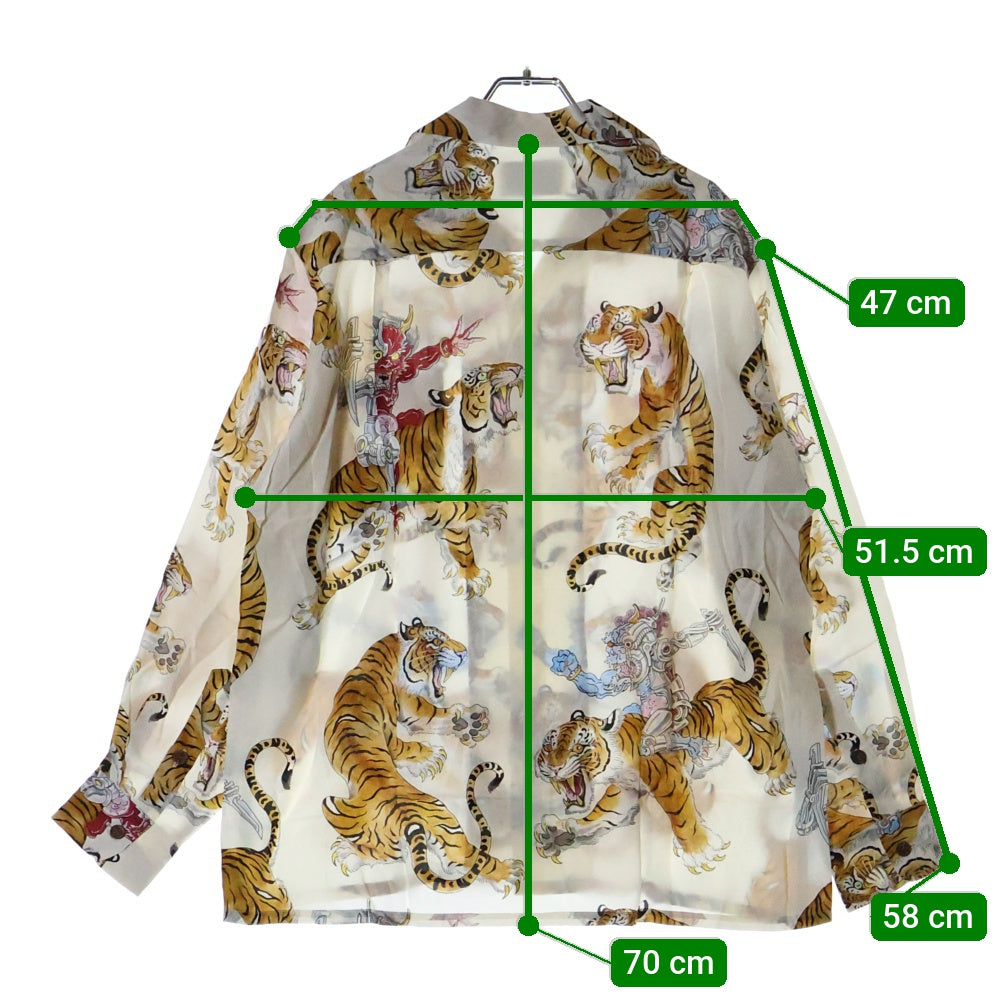 WACKO MARIA(ワコマリア) 23SS TIM LEHI HAWAIIAN SHIRT L/S ハワイアン 虎柄 長袖シャツ ホワイト