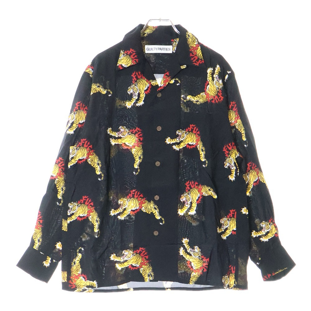 WACKO MARIA(ワコマリア) 24AW TIM LEHI HAWAIIAN SHIRT L/S ハワイアン 虎柄 長袖シャツ ブラック